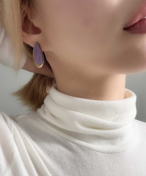 ドロップデザインパープルピアス（ピアス（両耳用））｜emouv by