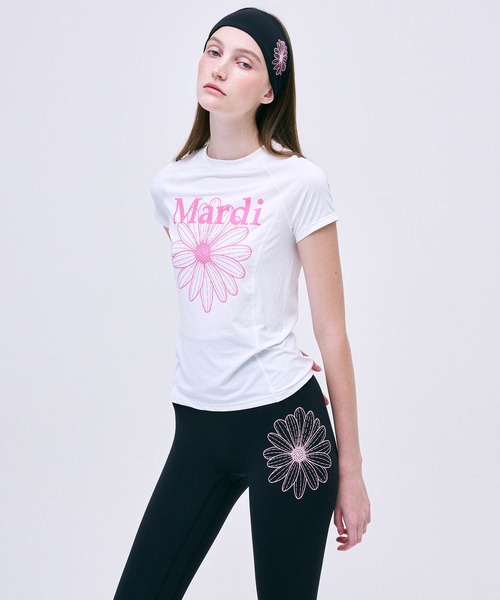 Mardi Mercredi(マルディメクルディ)の「AIRLIFT slim fit top flowermardi / エアリフト スリム フィット トップ フラワーマルディ(Tシャツ/カットソー・レディース・ホワイト/ネイビー・LARGE/MEDIUM/SMALL)」の4枚目の写真