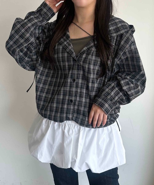 apres jour mignon（アプレジュールミニョン）の「チェックシャツパーカー【ZOZOTOWN限定アイテム】（パーカー・レディース・レッド/グリーン/ブラック・フリー/X-LARGE）」の2枚目の写真