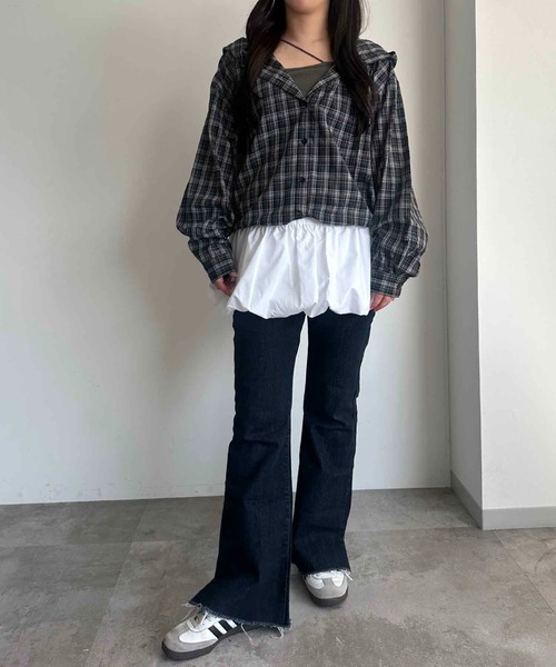 apres jour mignon（アプレジュールミニョン）の「チェックシャツパーカー【ZOZOTOWN限定アイテム】（パーカー・レディース・レッド/グリーン/ブラック・フリー/X-LARGE）」の10枚目の写真