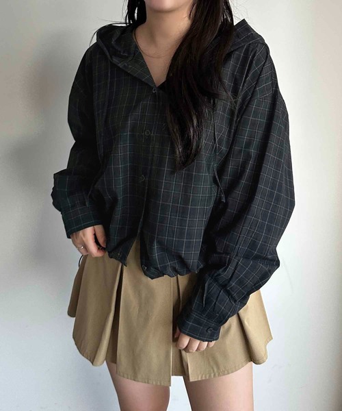 apres jour mignon（アプレジュールミニョン）の「チェックシャツパーカー【ZOZOTOWN限定アイテム】（パーカー・レディース・レッド/グリーン/ブラック・フリー/X-LARGE）」の12枚目の写真