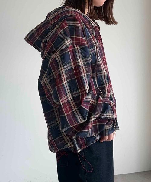 apres jour mignon（アプレジュールミニョン）の「チェックシャツパーカー【ZOZOTOWN限定アイテム】（パーカー・レディース・レッド/グリーン/ブラック・フリー/X-LARGE）」の21枚目の写真