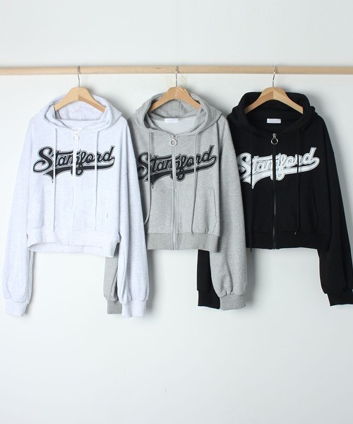 VIVID LADY(ビビッドレディー)の「ジップアップ ショート丈パーカーフード付き / Zip-up short parka with hood(パーカー・レディース・ブラック/オフホワイト/グレー・FREE)」の20枚目の写真