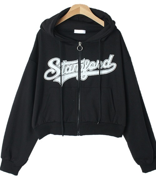 VIVID LADY(ビビッドレディー)の「ジップアップ ショート丈パーカーフード付き / Zip-up short parka with hood(パーカー・レディース・ブラック/オフホワイト/グレー・FREE)」の9枚目の写真