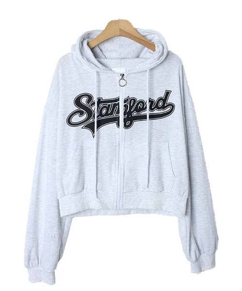 VIVID LADY(ビビッドレディー)の「ジップアップ ショート丈パーカーフード付き / Zip-up short parka with hood(パーカー・レディース・ブラック/オフホワイト/グレー・FREE)」の11枚目の写真