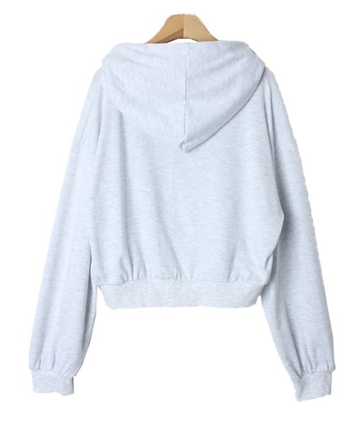VIVID LADY(ビビッドレディー)の「ジップアップ ショート丈パーカーフード付き / Zip-up short parka with hood(パーカー・レディース・ブラック/オフホワイト/グレー・FREE)」の12枚目の写真