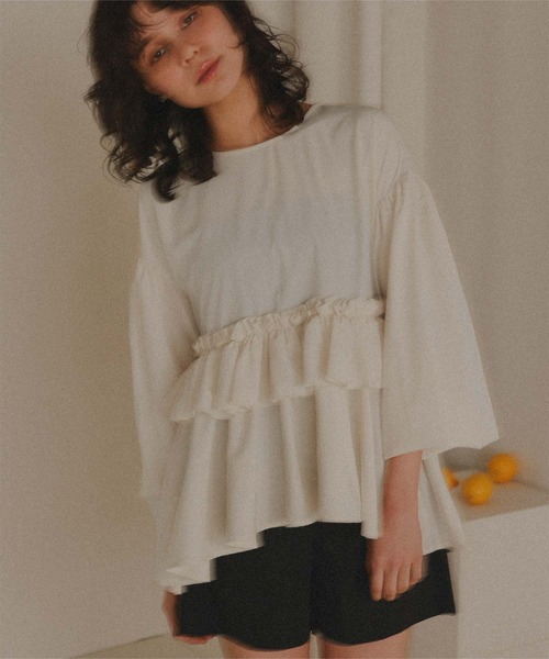 titivate（ティティベイト）の「バックリボンフリルレイヤードトップス/ラッシュガード（ラッシュガード・レディース・アイボリー/ブラック・L/M/S）」の10枚目の写真