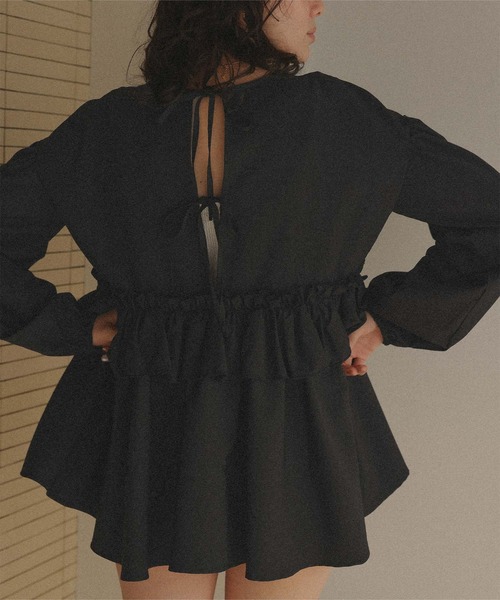 titivate（ティティベイト）の「バックリボンフリルレイヤードトップス/ラッシュガード（ラッシュガード・レディース・アイボリー/ブラック・L/M/S）」の14枚目の写真