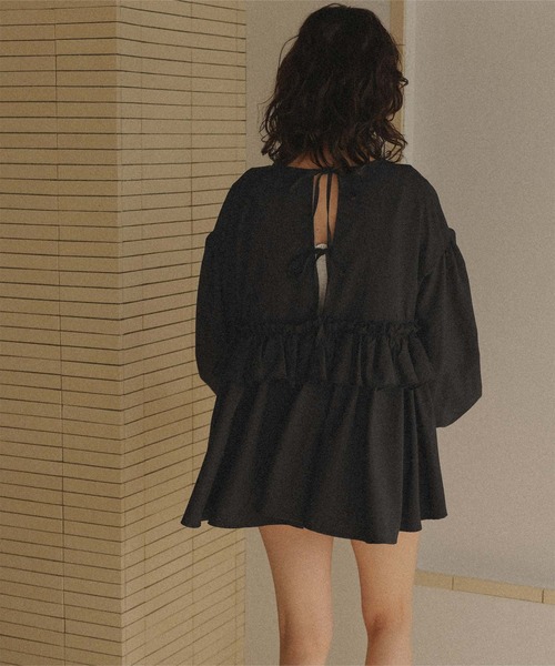 titivate（ティティベイト）の「バックリボンフリルレイヤードトップス/ラッシュガード（ラッシュガード・レディース・アイボリー/ブラック・L/M/S）」の15枚目の写真