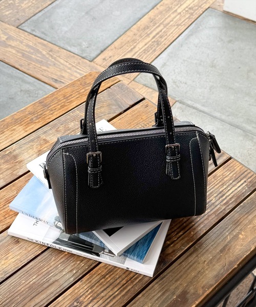 CLEAR BASIC（クリアベーシック）の「2wayミニボストンバッグ［オフィスカジュアル 大人 綺麗め 通勤 フェイクレザー］≪SS新作≫（ボストンバッグ・レディース・ベージュ/ブラック/ブラウン・F）」の2枚目の写真