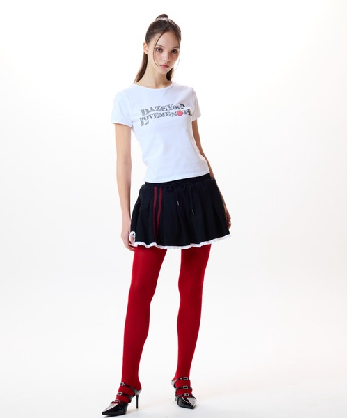 LUVISTRUE（ラヴイズトゥルー）の「IM SHORT PLEATS SKIRT（スカート・レディース・グレー/ブラック/アイボリー・FREE）」の5枚目の写真