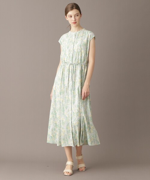 DRESSTERIOR（ドレステリア）の「【ポケット付き/花柄】フラワープリントフレンチスリーブワンピ（ワンピース・レディース・スモーキーグリーン系1/ブルー系・34/36/38）」の4枚目の写真