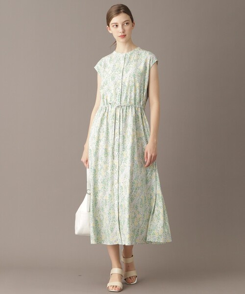 DRESSTERIOR（ドレステリア）の「【ポケット付き/花柄】フラワープリントフレンチスリーブワンピ（ワンピース・レディース・スモーキーグリーン系1/ブルー系・34/36/38）」の5枚目の写真