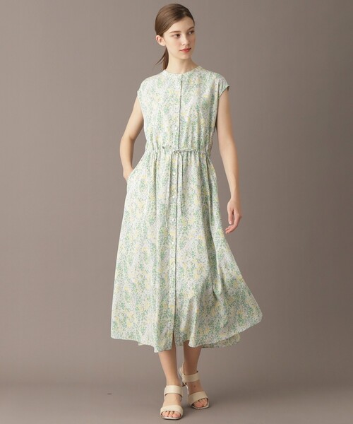 DRESSTERIOR（ドレステリア）の「【ポケット付き/花柄】フラワープリントフレンチスリーブワンピ（ワンピース・レディース・スモーキーグリーン系1/ブルー系・34/36/38）」の6枚目の写真