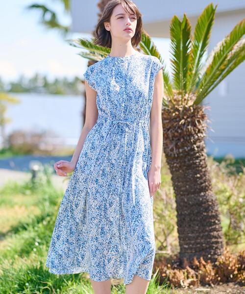 DRESSTERIOR（ドレステリア）の「【ポケット付き/花柄】フラワープリントフレンチスリーブワンピ（ワンピース・レディース・スモーキーグリーン系1/ブルー系・34/36/38）」の19枚目の写真
