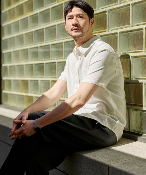 SPU(スプ)の「【イージーケア・吸水速乾・通気性・軽量】綿麻ライクテックキャンバスレギュラーカラー半袖シャツ(シャツ/ブラウス・メンズ・ホワイト/グレー/ネイビー/ナチュラル・S/M/L/XL)」の18枚目の写真