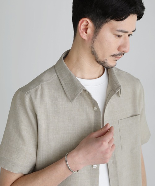 SPU(スプ)の「【イージーケア・吸水速乾・通気性・軽量】綿麻ライクテックキャンバスレギュラーカラー半袖シャツ(シャツ/ブラウス・メンズ・ホワイト/グレー/ネイビー/ナチュラル・S/M/L/XL)」の16枚目の写真