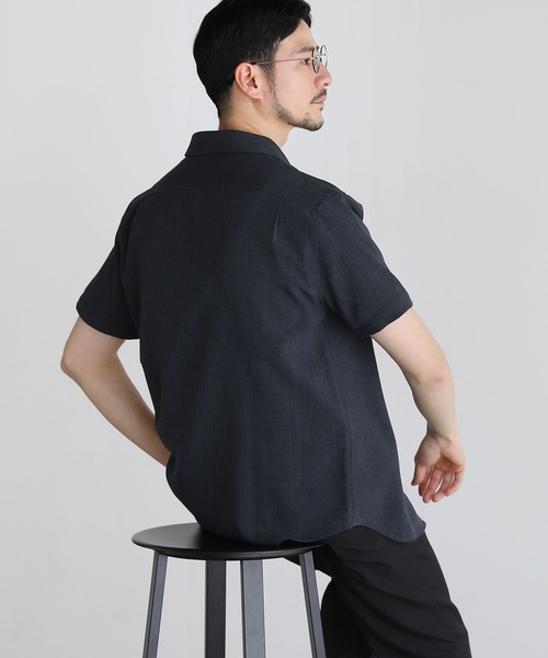 SPU(スプ)の「【イージーケア・吸水速乾・通気性・軽量】綿麻ライクテックキャンバスレギュラーカラー半袖シャツ(シャツ/ブラウス・メンズ・ホワイト/グレー/ネイビー/ナチュラル・S/M/L/XL)」の7枚目の写真