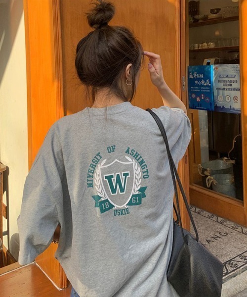 maison de LATIR（メゾンドラティール）の「WデザインオーバーサイズTシャツ（Tシャツ/カットソー・レディース・グレー/ホワイト/ピンク・L/XL/M）」の3枚目の写真