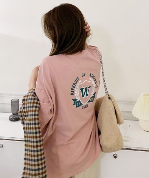 maison de LATIR（メゾンドラティール）の「WデザインオーバーサイズTシャツ（Tシャツ/カットソー・レディース・グレー/ホワイト/ピンク・L/XL/M）」の2枚目の写真