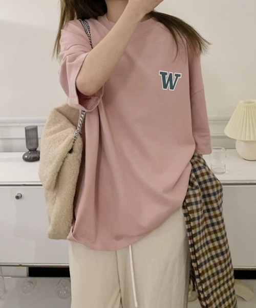 maison de LATIR（メゾンドラティール）の「WデザインオーバーサイズTシャツ（Tシャツ/カットソー・レディース・グレー/ホワイト/ピンク・L/XL/M）」の6枚目の写真