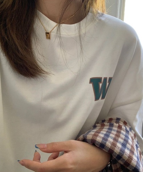 maison de LATIR（メゾンドラティール）の「WデザインオーバーサイズTシャツ（Tシャツ/カットソー・レディース・グレー/ホワイト/ピンク・L/XL/M）」の7枚目の写真
