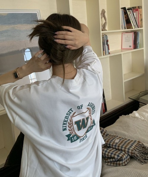 maison de LATIR（メゾンドラティール）の「WデザインオーバーサイズTシャツ（Tシャツ/カットソー・レディース・グレー/ホワイト/ピンク・L/XL/M）」の8枚目の写真