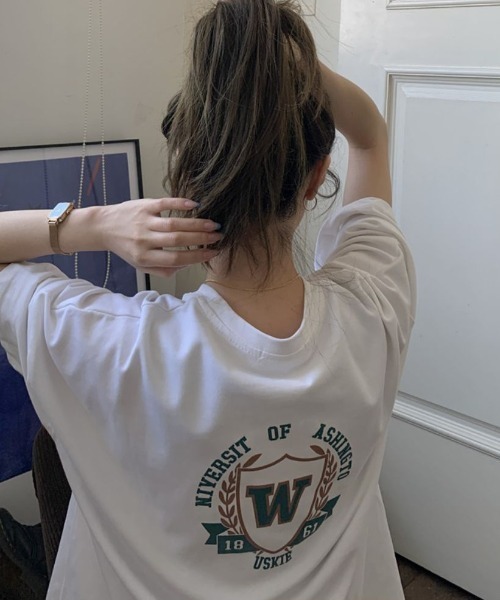 maison de LATIR（メゾンドラティール）の「WデザインオーバーサイズTシャツ（Tシャツ/カットソー・レディース・グレー/ホワイト/ピンク・L/XL/M）」の9枚目の写真