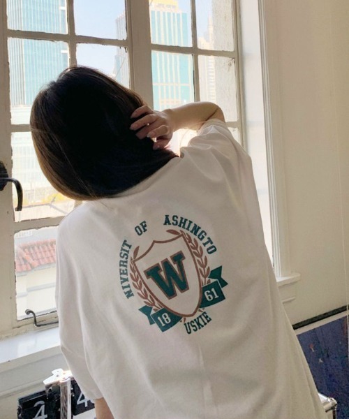 maison de LATIR（メゾンドラティール）の「WデザインオーバーサイズTシャツ（Tシャツ/カットソー・レディース・グレー/ホワイト/ピンク・L/XL/M）」の10枚目の写真