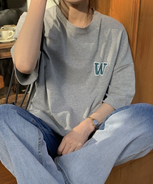 maison de LATIR（メゾンドラティール）の「WデザインオーバーサイズTシャツ（Tシャツ/カットソー・レディース・グレー/ホワイト/ピンク・L/XL/M）」の11枚目の写真
