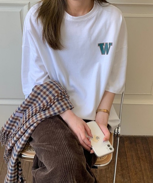 maison de LATIR（メゾンドラティール）の「WデザインオーバーサイズTシャツ（Tシャツ/カットソー・レディース・グレー/ホワイト/ピンク・L/XL/M）」の4枚目の写真
