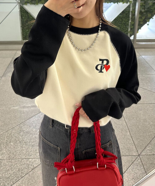 CIAOPANIC（チャオパニック）の「ワンポイント刺繍サーマルラグランロンT（Tシャツ/カットソー・レディース・ブラック/カーキ/チャコールグレー・FREE）」の4枚目の写真