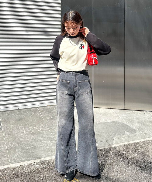 CIAOPANIC（チャオパニック）の「ワンポイント刺繍サーマルラグランロンT（Tシャツ/カットソー・レディース・ブラック/カーキ/チャコールグレー・FREE）」の8枚目の写真