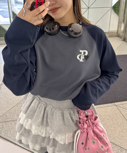 CIAOPANIC（チャオパニック）の「ワンポイント刺繍サーマルラグランロンT（Tシャツ/カットソー・レディース・ブラック/カーキ/チャコールグレー・FREE）」の11枚目の写真