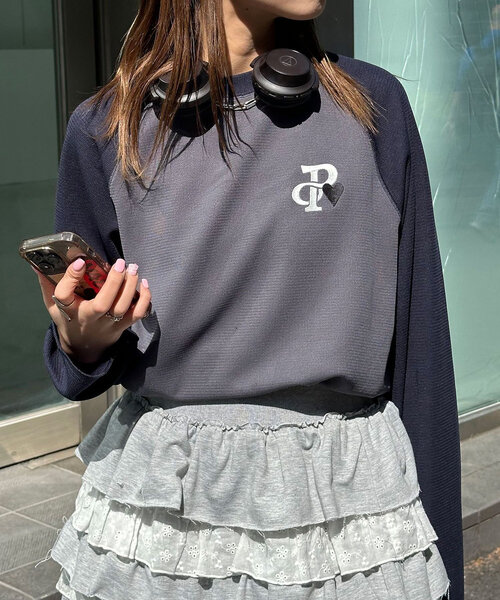 CIAOPANIC（チャオパニック）の「ワンポイント刺繍サーマルラグランロンT（Tシャツ/カットソー・レディース・ブラック/カーキ/チャコールグレー・FREE）」の13枚目の写真