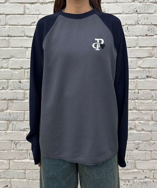 ワンポイント刺繍サーマルラグランロンT（Tシャツ/カットソー