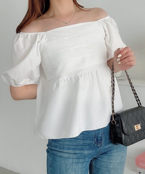 Naptime パフスリーブフレアブラウス ホワイト セール】パフスリーブフレアブラウス（シャツ/ブラウス）｜CLEA