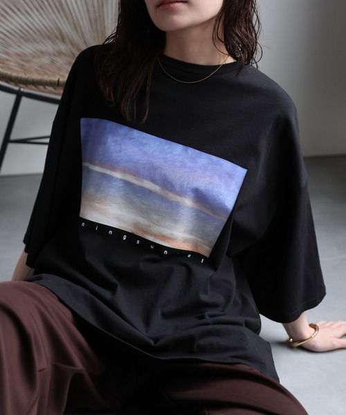 ap retro(アプレトロ)の「【選べる】BIGシルエットプリントTシャツ / オーバーサイズ / 春夏(Tシャツ/カットソー・レディース・ブラック/オフホワイト/ブラック系その他/ホワイト系その他・FREE)」の7枚目の写真