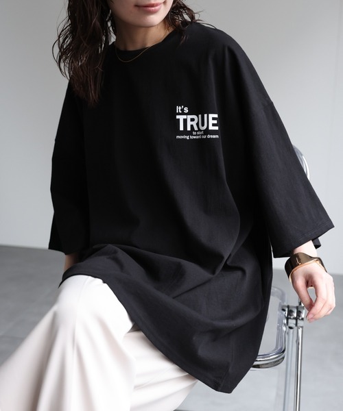 アナタシア　RooBell mode ブラック Tシャツ Big F セール】【選べる】BIGシルエットプリントTシャツ / オーバー