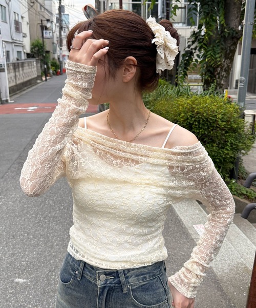 HALEY PESCA(ヘーリーペスカ)の「HALEY PESCA/ワンショルダー シースルーレーストップス(Tシャツ/カットソー・レディース・ホワイト・SMALL/MEDIUM/LARGE)」の11枚目の写真