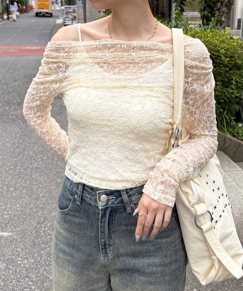 HALEY PESCA(ヘーリーペスカ)の「HALEY PESCA/ワンショルダー シースルーレーストップス(Tシャツ/カットソー・レディース・ホワイト・SMALL/MEDIUM/LARGE)」の12枚目の写真