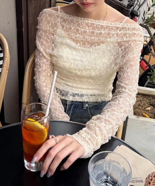 HALEY PESCA(ヘーリーペスカ)の「HALEY PESCA/ワンショルダー シースルーレーストップス(Tシャツ/カットソー・レディース・ホワイト・SMALL/MEDIUM/LARGE)」の10枚目の写真