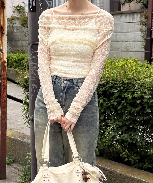 HALEY PESCA(ヘーリーペスカ)の「HALEY PESCA/ワンショルダー シースルーレーストップス(Tシャツ/カットソー・レディース・ホワイト・SMALL/MEDIUM/LARGE)」の13枚目の写真