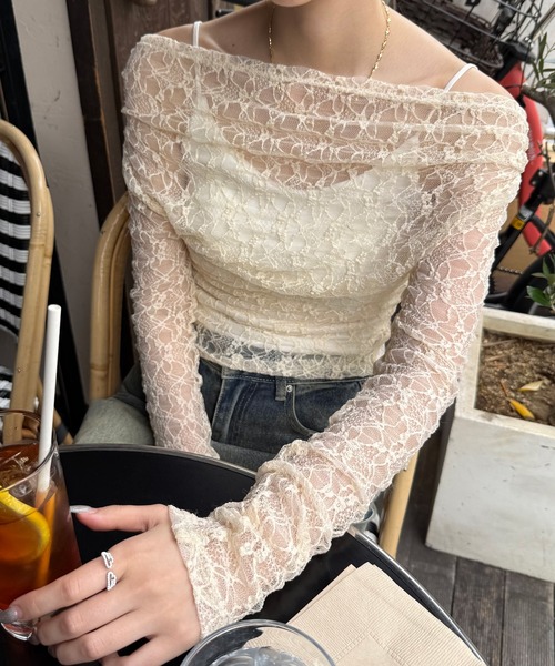 HALEY PESCA(ヘーリーペスカ)の「HALEY PESCA/ワンショルダー シースルーレーストップス(Tシャツ/カットソー・レディース・ホワイト・SMALL/MEDIUM/LARGE)」の17枚目の写真