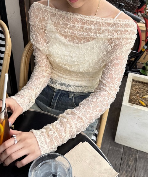 HALEY PESCA(ヘーリーペスカ)の「HALEY PESCA/ワンショルダー シースルーレーストップス(Tシャツ/カットソー・レディース・ホワイト・SMALL/MEDIUM/LARGE)」の18枚目の写真
