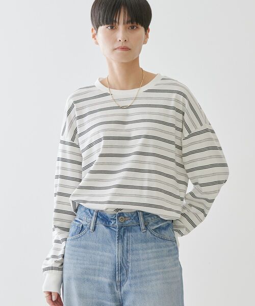 AMERICAN HOLIC(アメリカンホリック)の「ランダムボーダーBIG Tシャツ(Tシャツ/カットソー・レディース・ネイビー/ブラック/オフホワイト・M/L)」の15枚目の写真