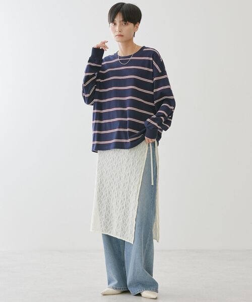 AMERICAN HOLIC(アメリカンホリック)の「ランダムボーダーBIG Tシャツ(Tシャツ/カットソー・レディース・ネイビー/ブラック/オフホワイト・M/L)」の19枚目の写真