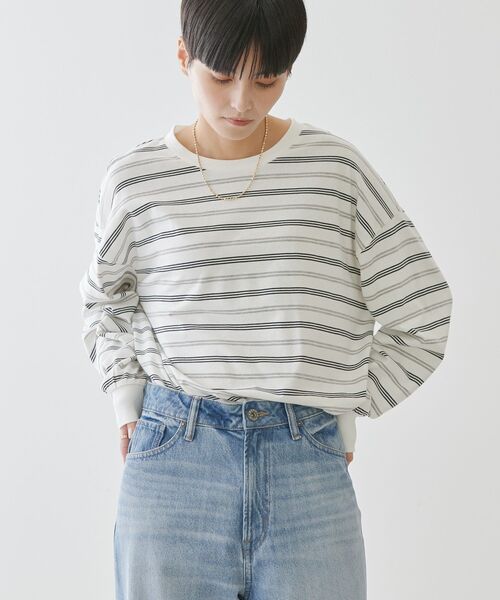 AMERICAN HOLIC(アメリカンホリック)の「ランダムボーダーBIG Tシャツ(Tシャツ/カットソー・レディース・ネイビー/ブラック/オフホワイト・M/L)」の22枚目の写真