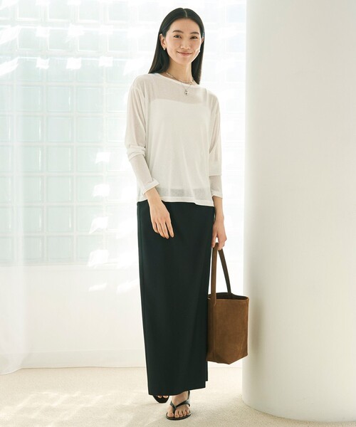 UNFILO（アンフィーロ）の「シアー スラブロンT（Tシャツ/カットソー・レディース・ホワイト系/ピンク系・X-LARGE）」の3枚目の写真