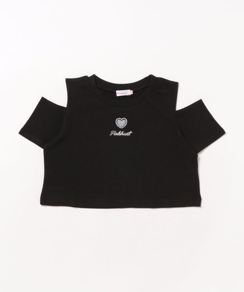 PINKHUNT（ピンクハント）の「PINKHUNT ピンクハント ハート開きショート丈 Tシャツ 0566K（Tシャツ/カットソー・キッズ・ホワイト/ブラック/スカイブルー系1・120cm/130cm/140cm/150cm/160cm）」の5枚目の写真